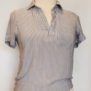 Velvet Heart Blue & White Stripe Blouse Medium